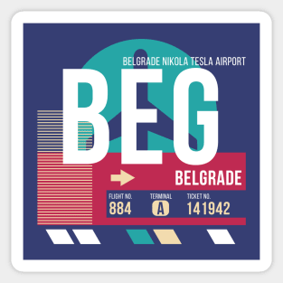 Belgrade, Serbia (BEG) Airport Code Baggage Tag Sticker